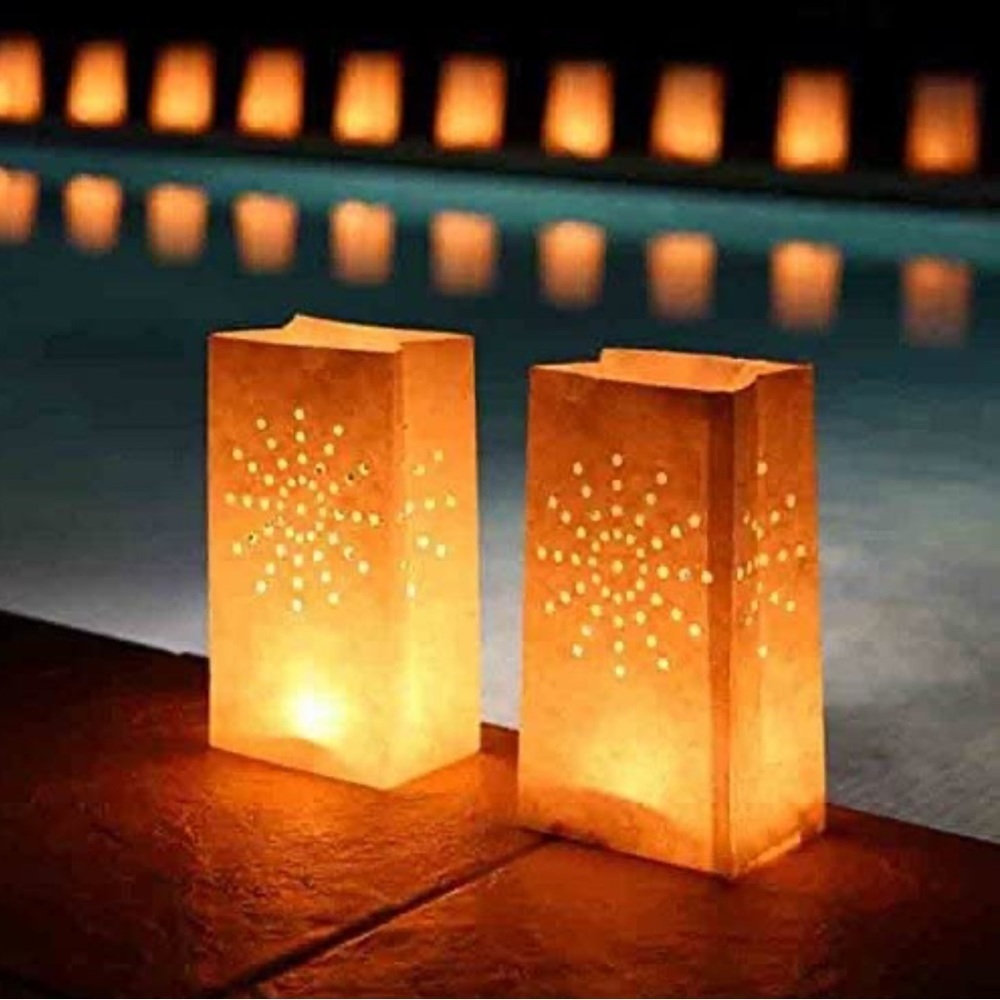6ct Red, Green and White Sunburst Luminary Bags